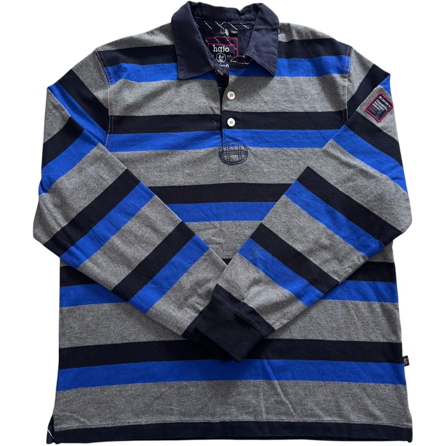 Large Hajo Blue, Grey and Black Rugby Shirt