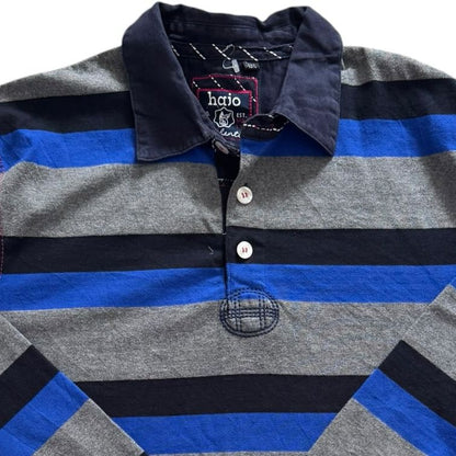 Large Hajo Blue, Grey and Black Rugby Shirt