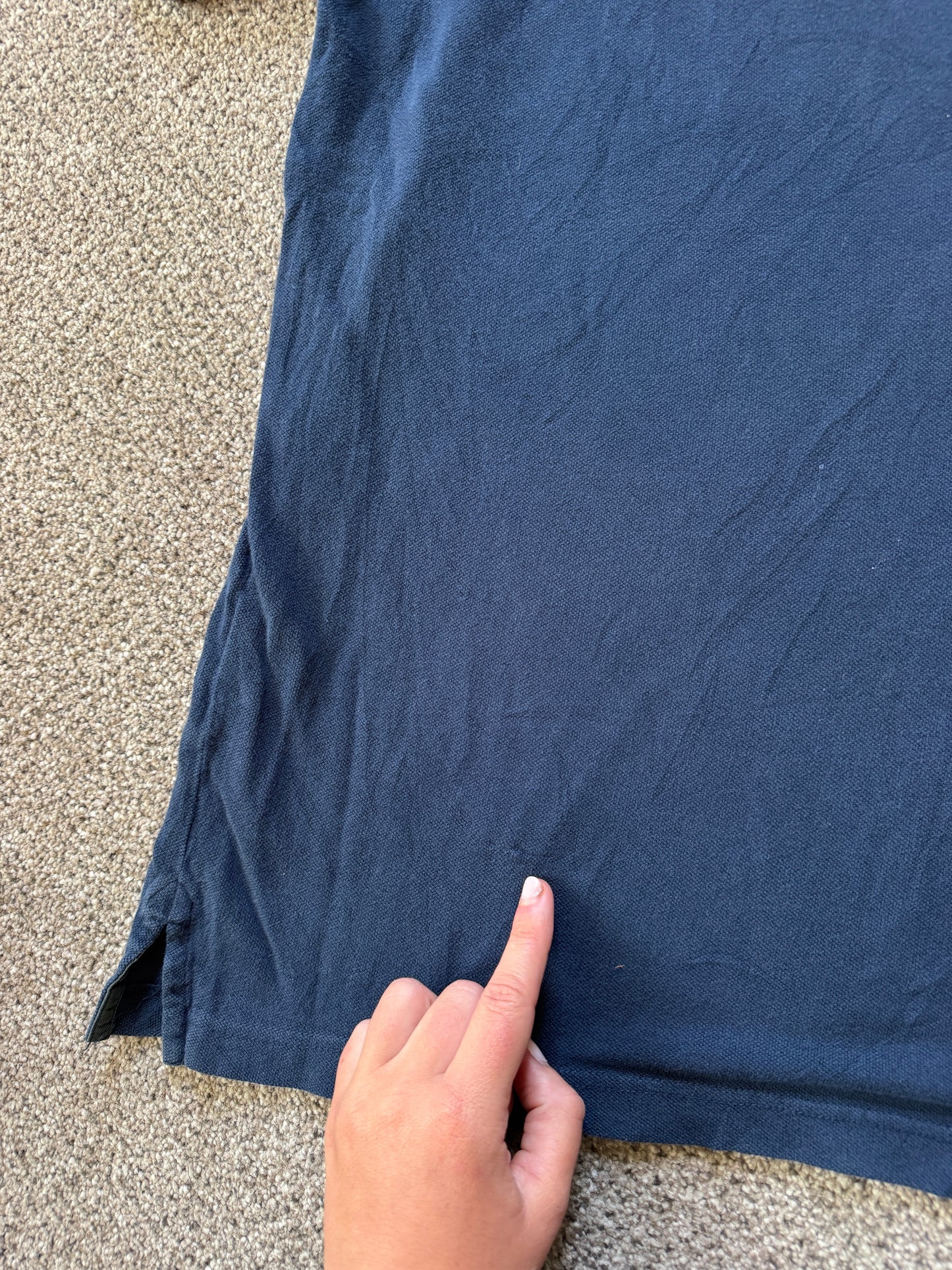 XXL Tommy Hilfiger Navy Polo Shirt with Green Tartan Shoulder