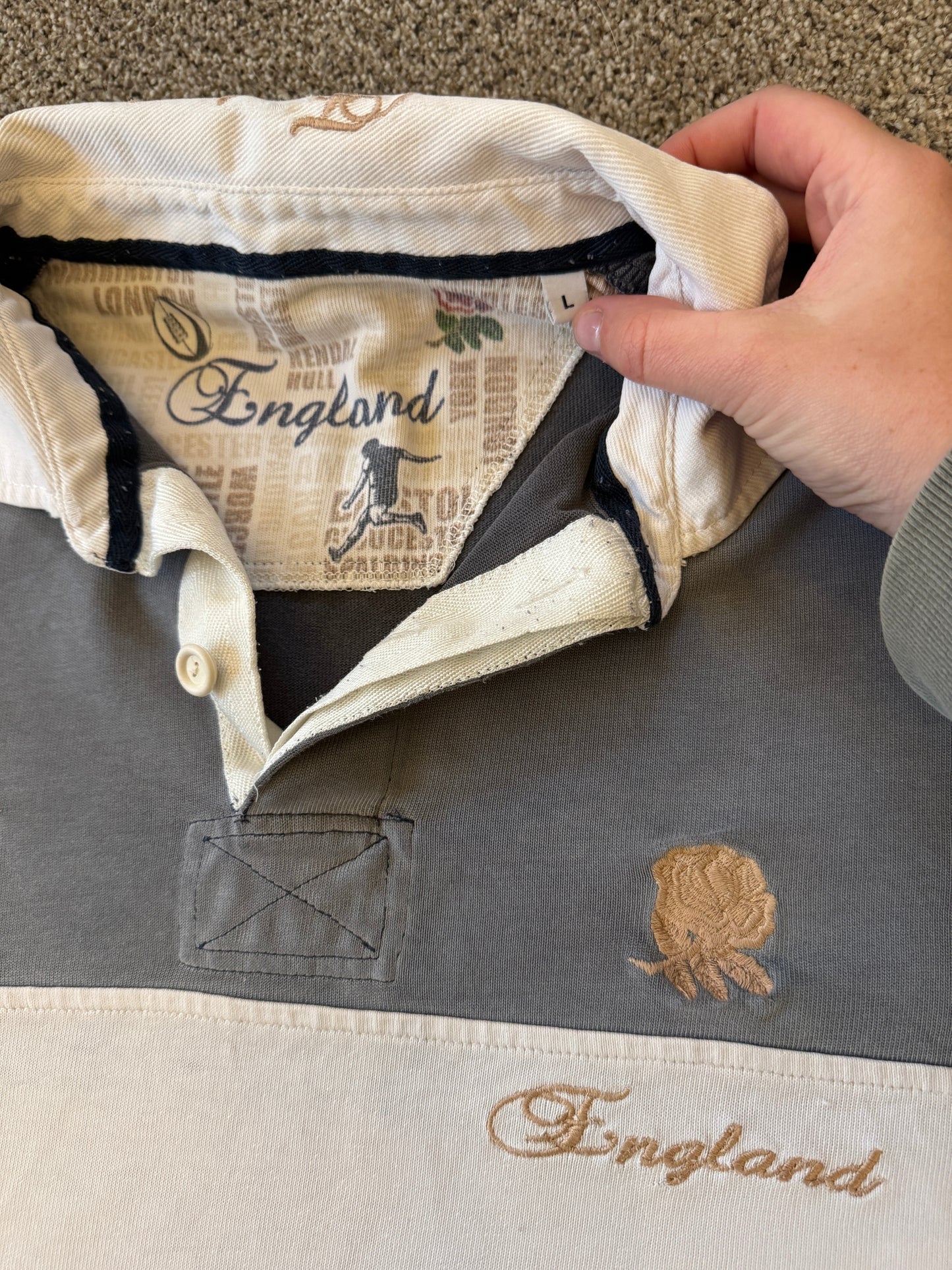 Large Cotton Traders White Rugby Shirts