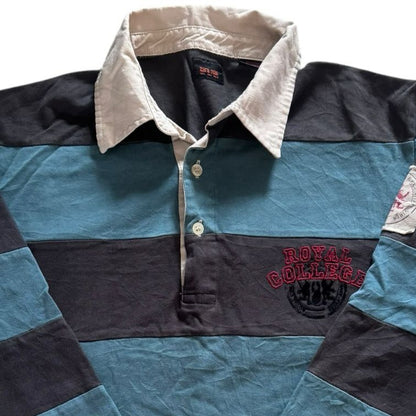 Large Zara Blue Striped Rugby Shirt
