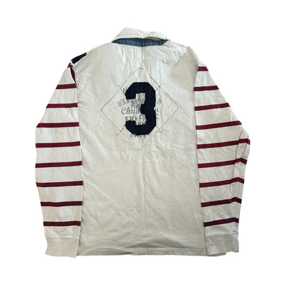 Large Dark Label Off White, Red and Navy Rugby Shirt