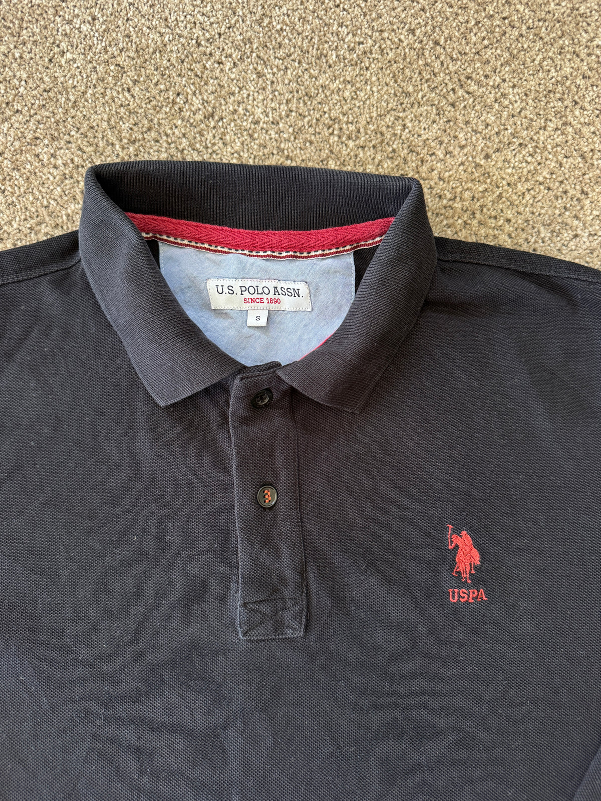 Small U.S. Polo Assn. Black Long Sleeved Polo Shirt