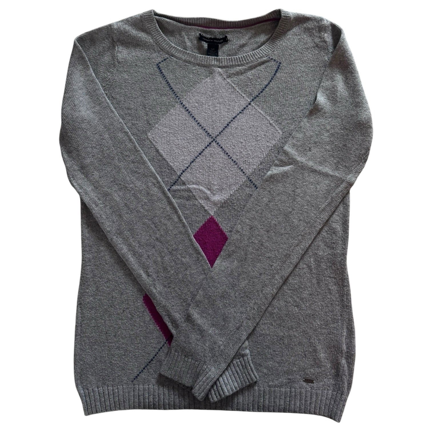 Small Tommy Hilfiger Grey Knitted Argyle Jumper