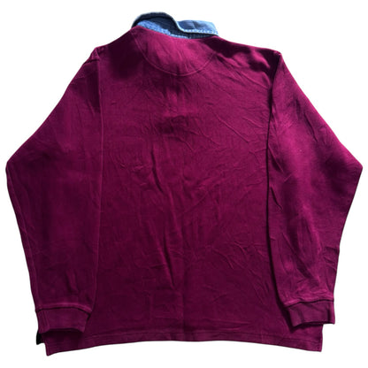 Large Throttleman Red Denim Collar Rugby Shirt