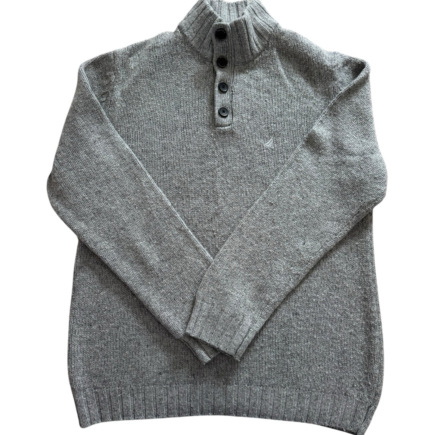 Large Nautica Grey Knitted 1/4 Button Jumper