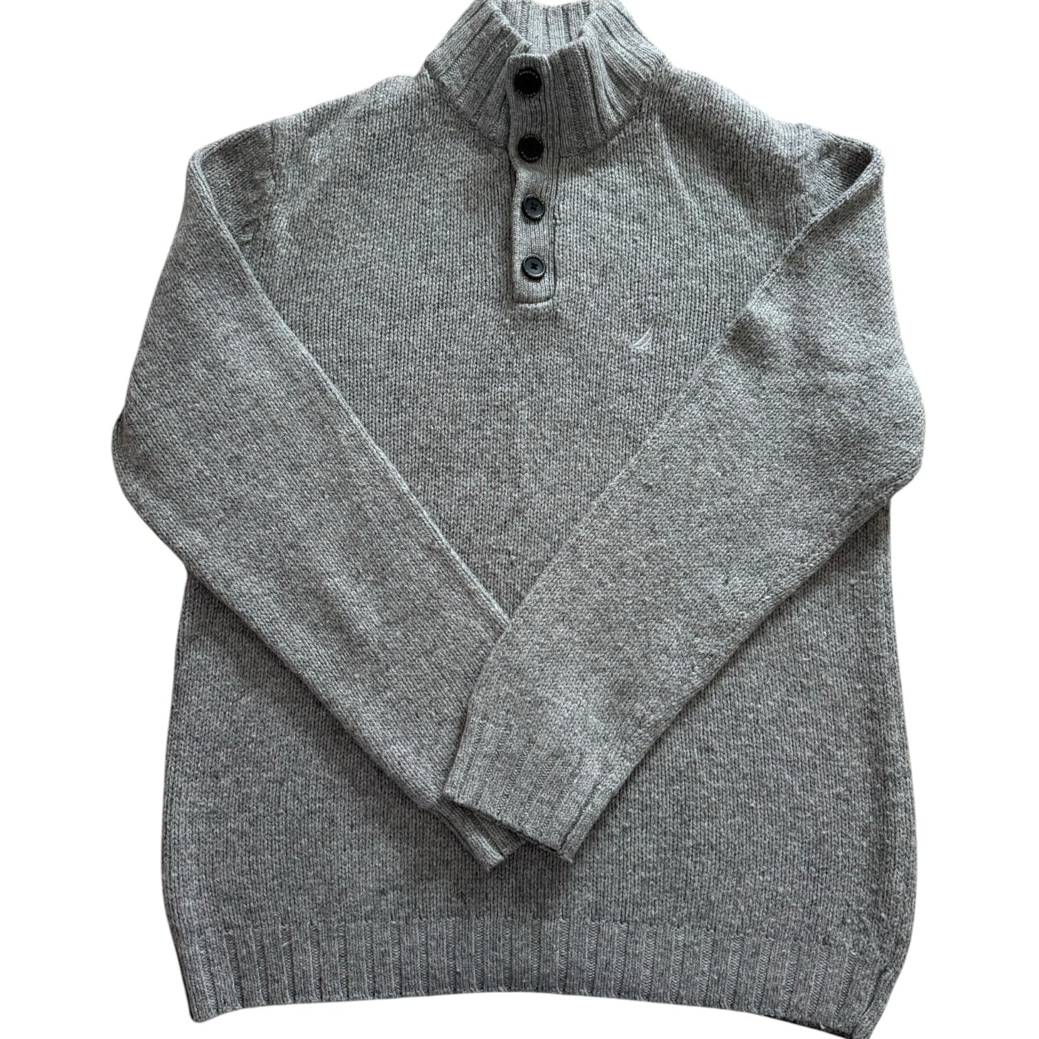 Large Nautica Grey Knitted 1/4 Button Jumper
