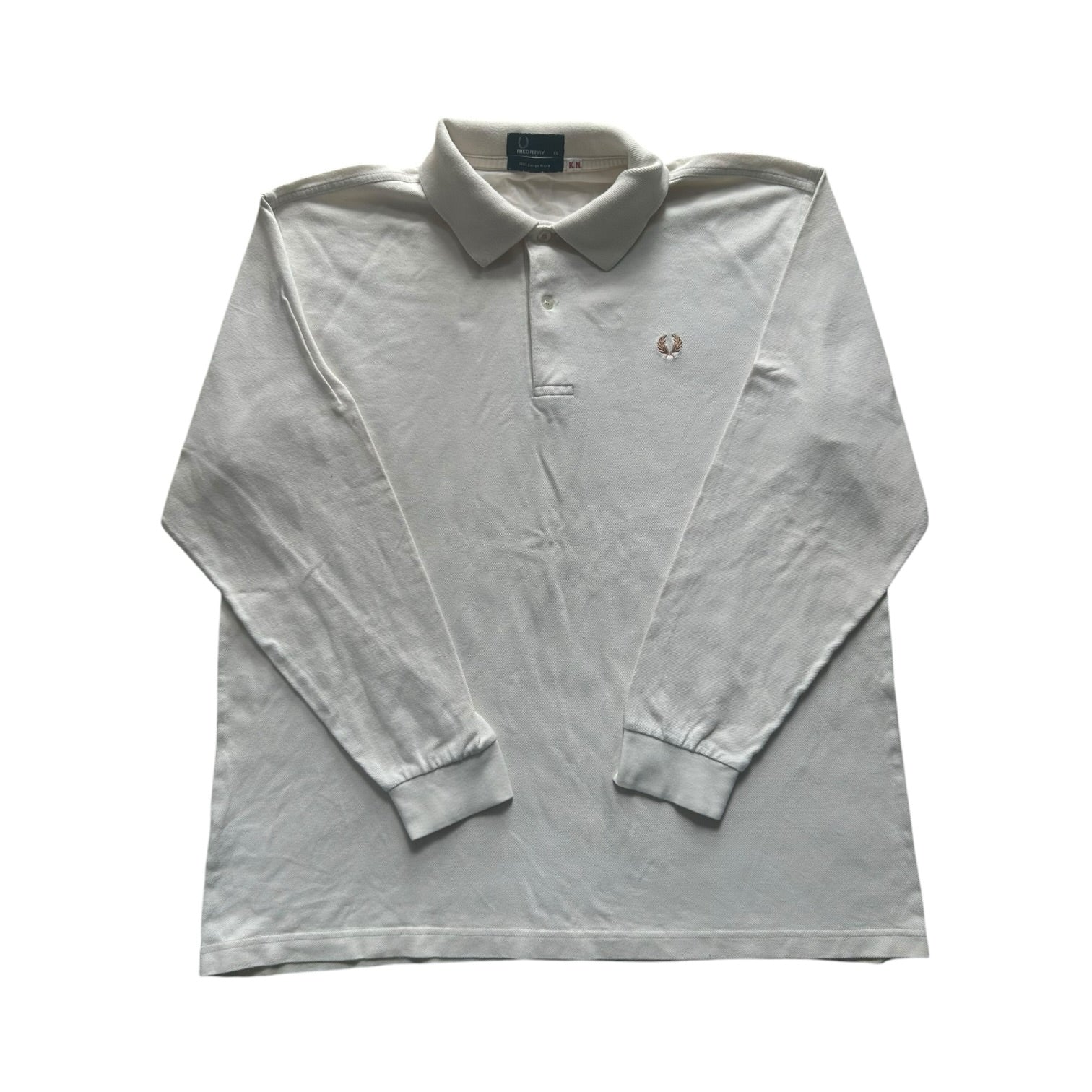 Extra large Fred Perry White Long Sleeved Polo Shirt