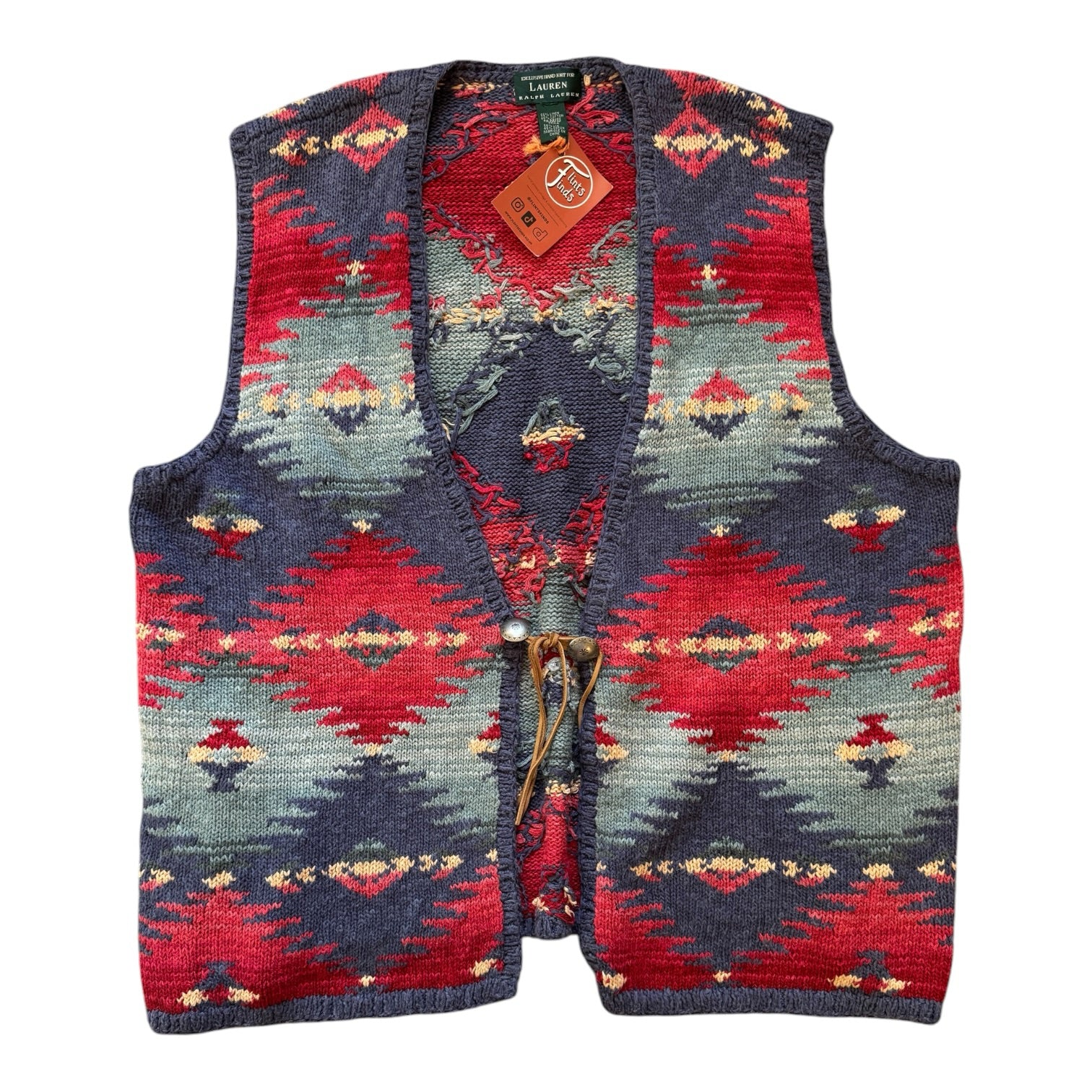 Woman's XXL Ralph Lauren Aztec Southwestern Hand Knitted Vest