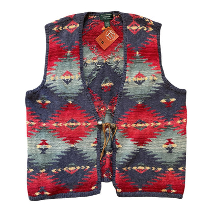 Woman's XXL Ralph Lauren Aztec Southwestern Hand Knitted Vest