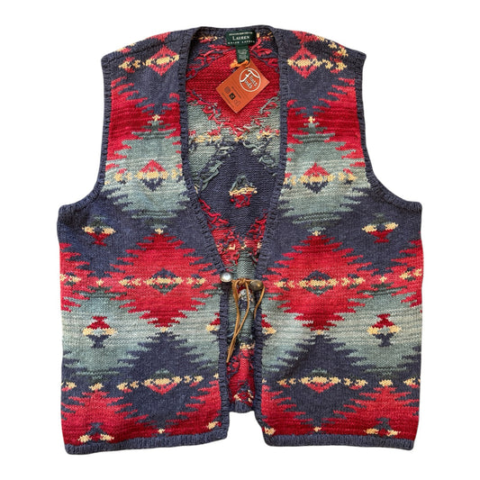 Woman's XXL Ralph Lauren Aztec Southwestern Hand Knitted Vest