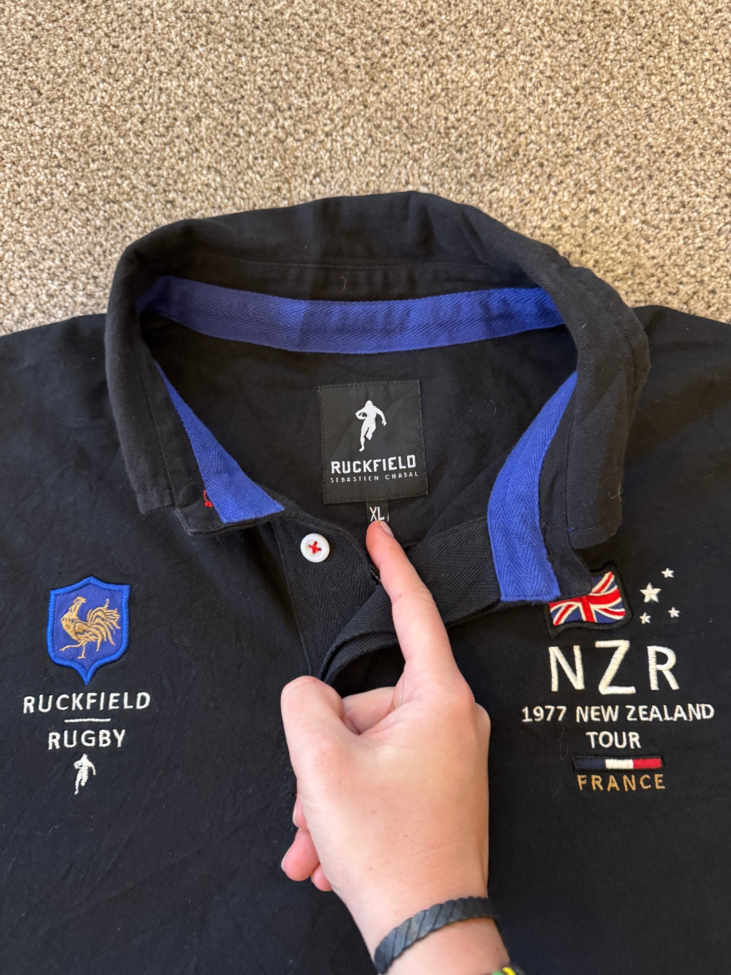 Extra large Ruckfield France New Zealand Tour Black Rugby Shirt