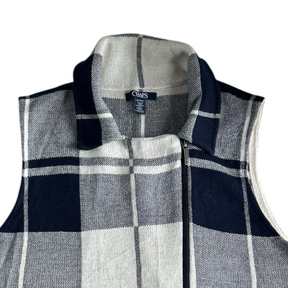 Woman's Extra large Chaps Grey and White Full Zip Vest