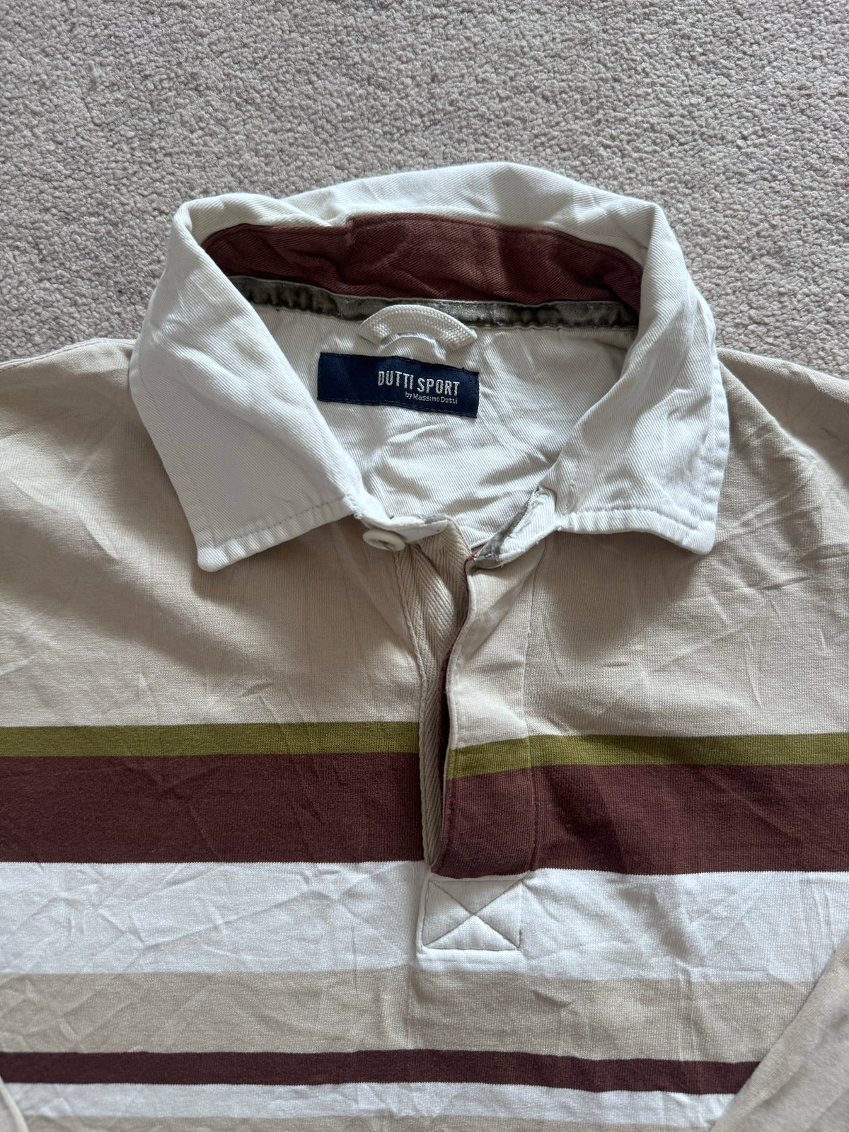Medium Dutti Sport Beige, Burgundy and Green Rugby Shirt