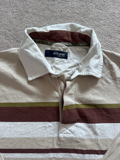 Medium Dutti Sport Beige, Burgundy and Green Rugby Shirt
