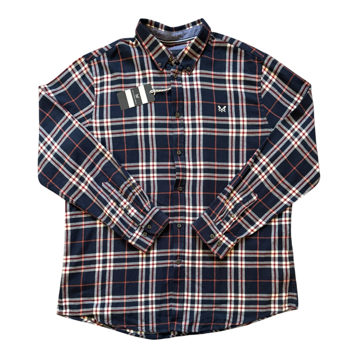 Brand New XXL Crew Clothing Navy Tartan Shirt