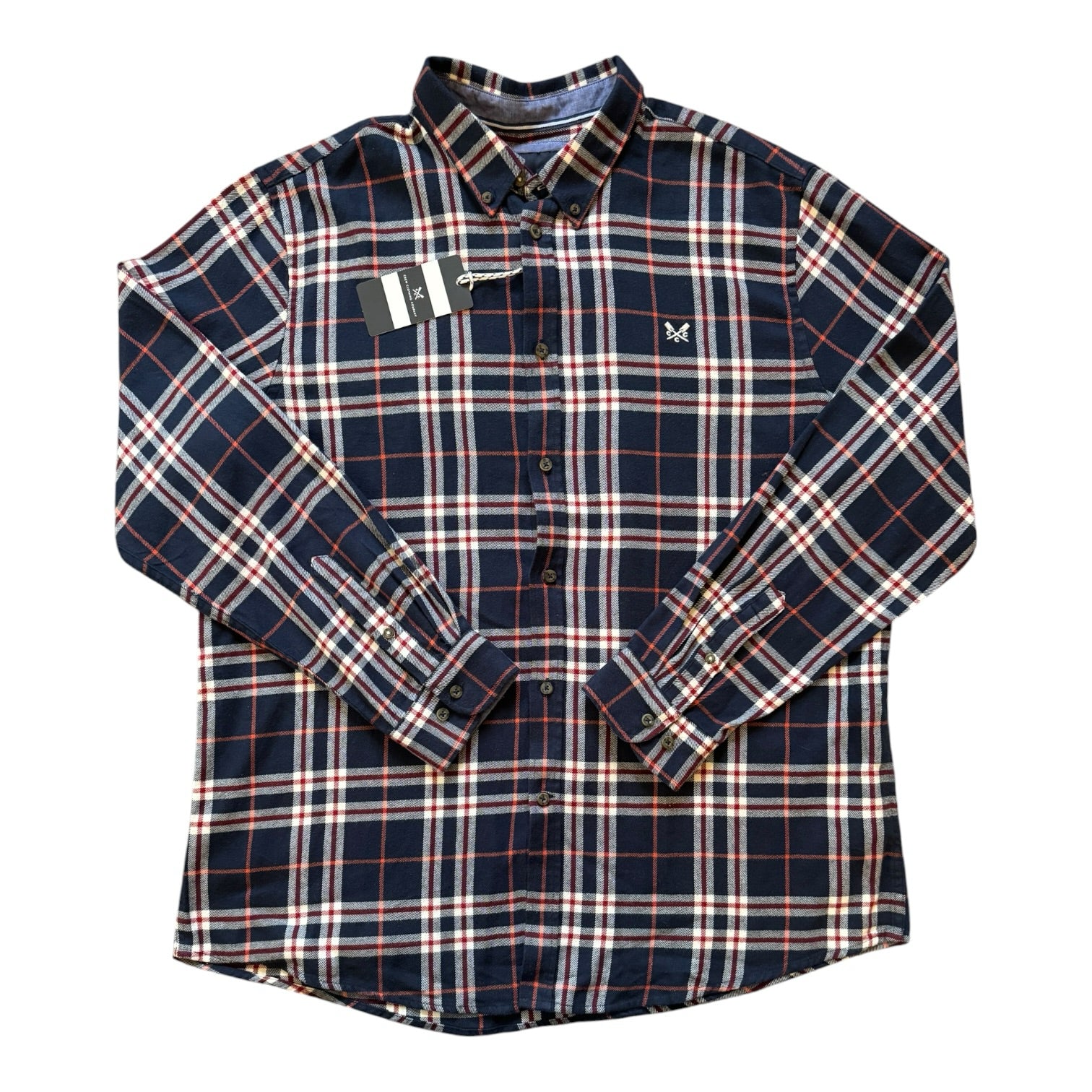 Brand New XXL Crew Clothing Navy Tartan Shirt