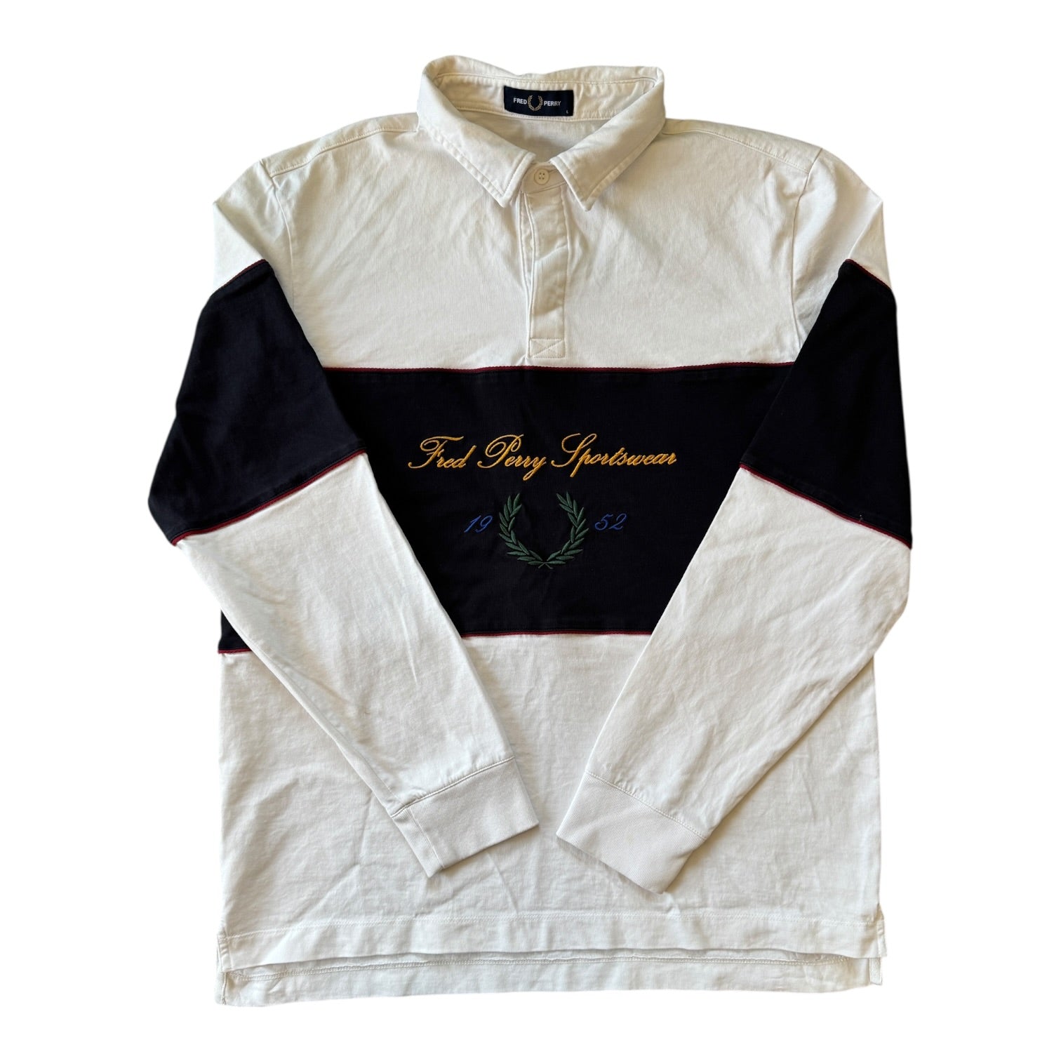 Large Fred Perry White Rugby Shirt