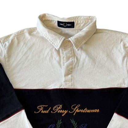 Large Fred Perry White Rugby Shirt