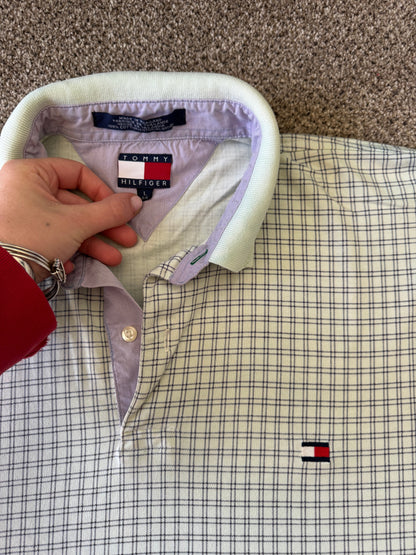 Large Tommy Hilfiger Mint Green Check Golf Polo Shirt