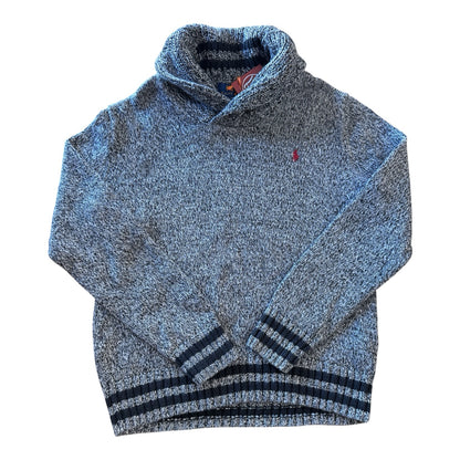 Aged 10-12 Ralph Lauren Speckled Grey Knitted Shawl Neck Jumper