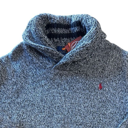 Aged 10-12 Ralph Lauren Speckled Grey Knitted Shawl Neck Jumper