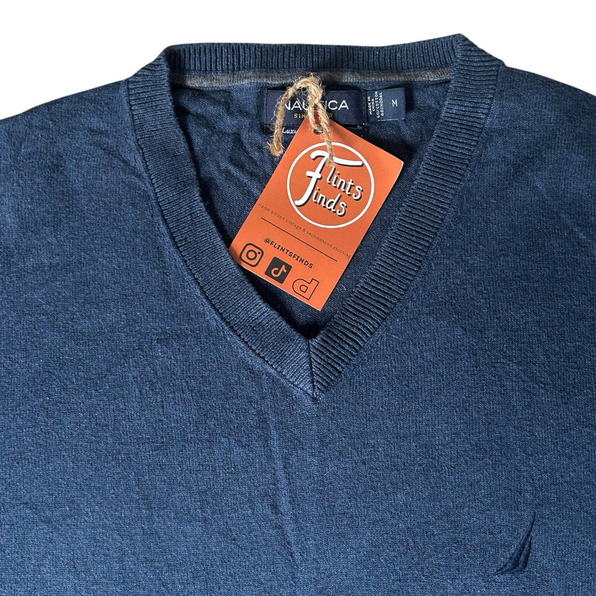 Medium Nautica Navy Blue V-Neck Jumper
