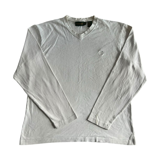 Medium Timberland White Thin V-Neck Sweatshirt