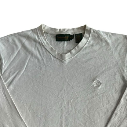Medium Timberland White Thin V-Neck Sweatshirt