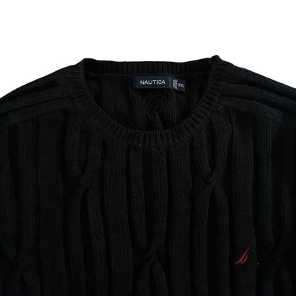 XXL Nautica Black Cable Knit Jumper