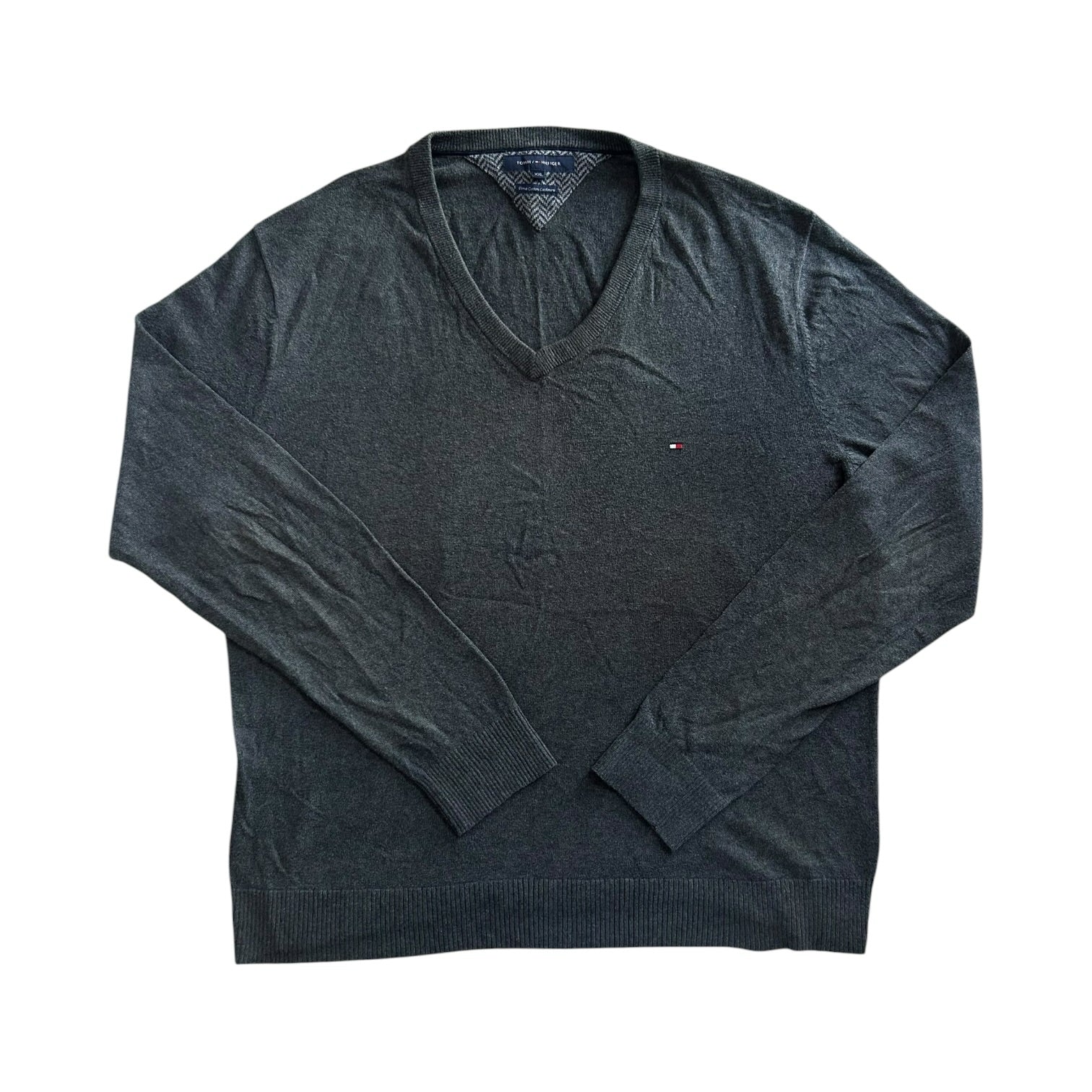 XXL Tommy Hilfiger Dark Grey V-Neck Knitted Jumper
