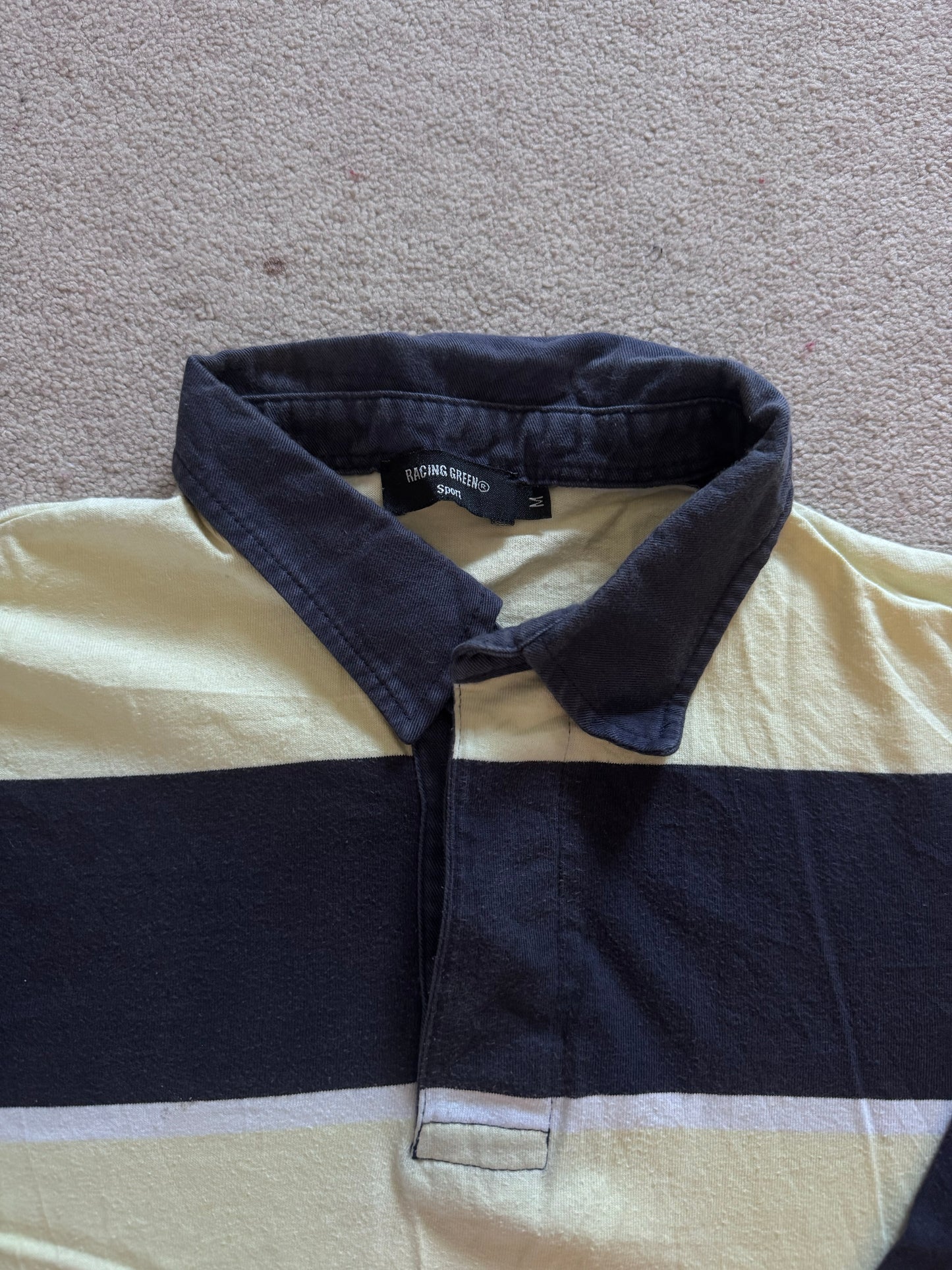 Medium Racing Green Navy and Cream Rugby Shirt