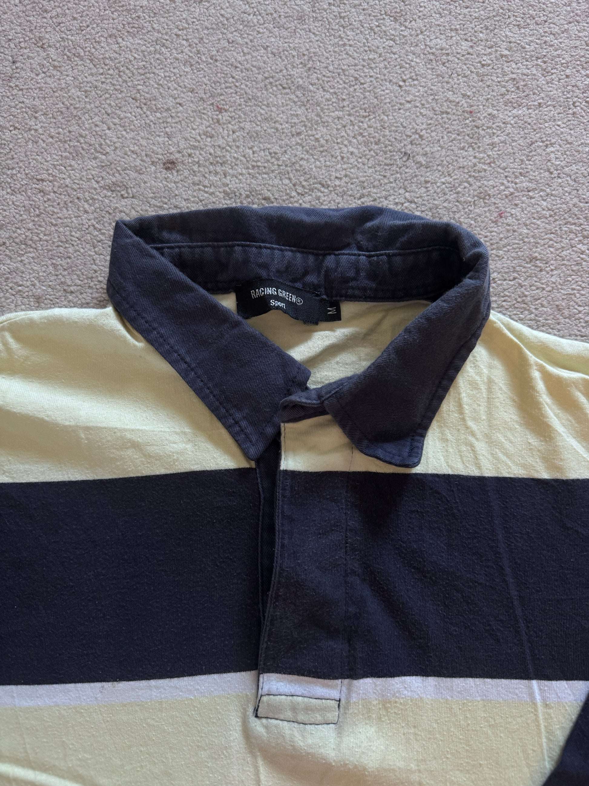 Medium Racing Green Navy and Cream Rugby Shirt