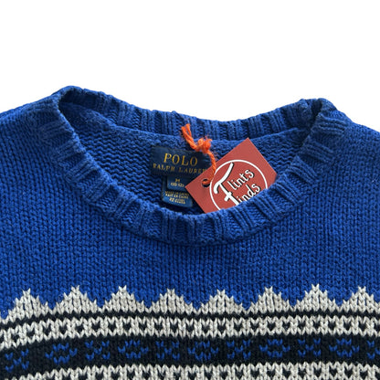 Aged 10-12 Ralph Lauren Blue and Black Knitted Jumper