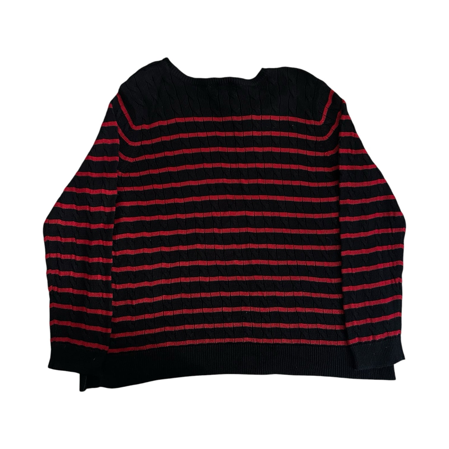 Woman's XXL Ralph Lauren Black and Red Cable Knit Jumper