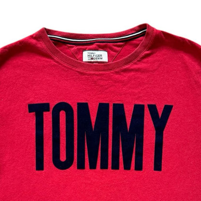 Large Tommy Hilfiger Red Suede Spell-out T-Shirt