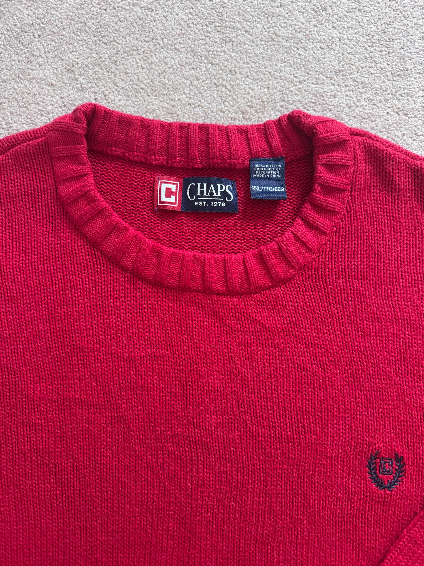 XXL Chaps Red Heavy Knit Jumper
