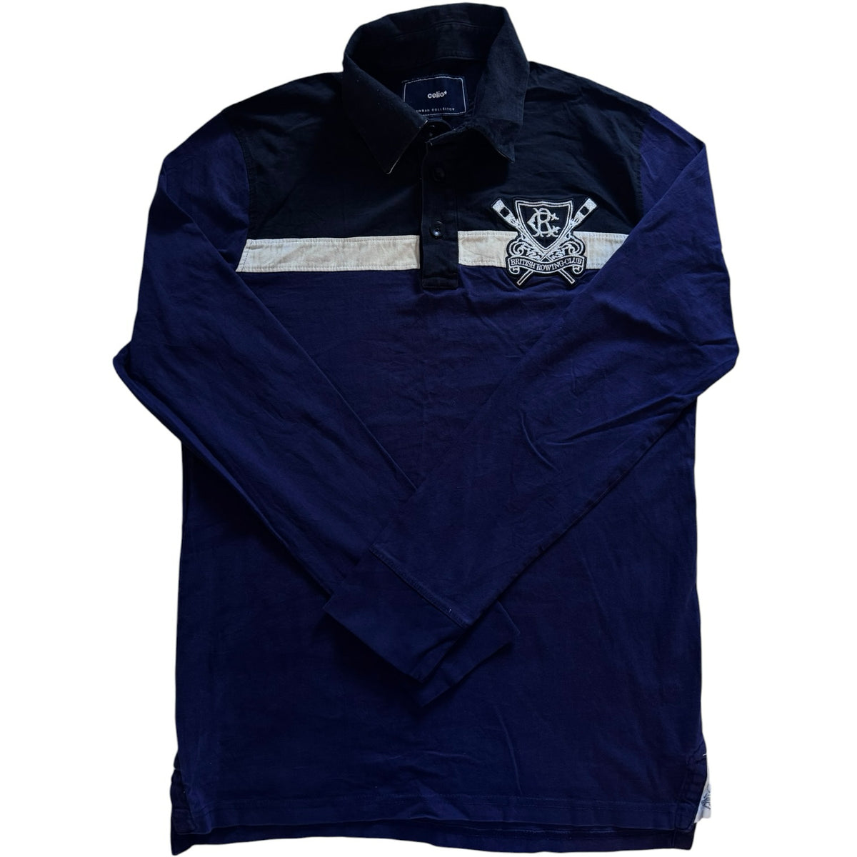 Large Celio Navy and Black Rugby Shirt