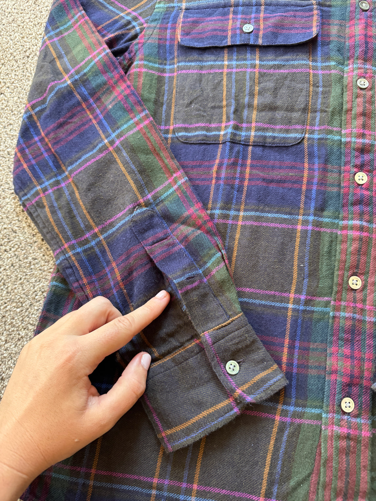 Rare Small Ralph Lauren Purple, Green and Blue Check Flannel Pheasant Shirt