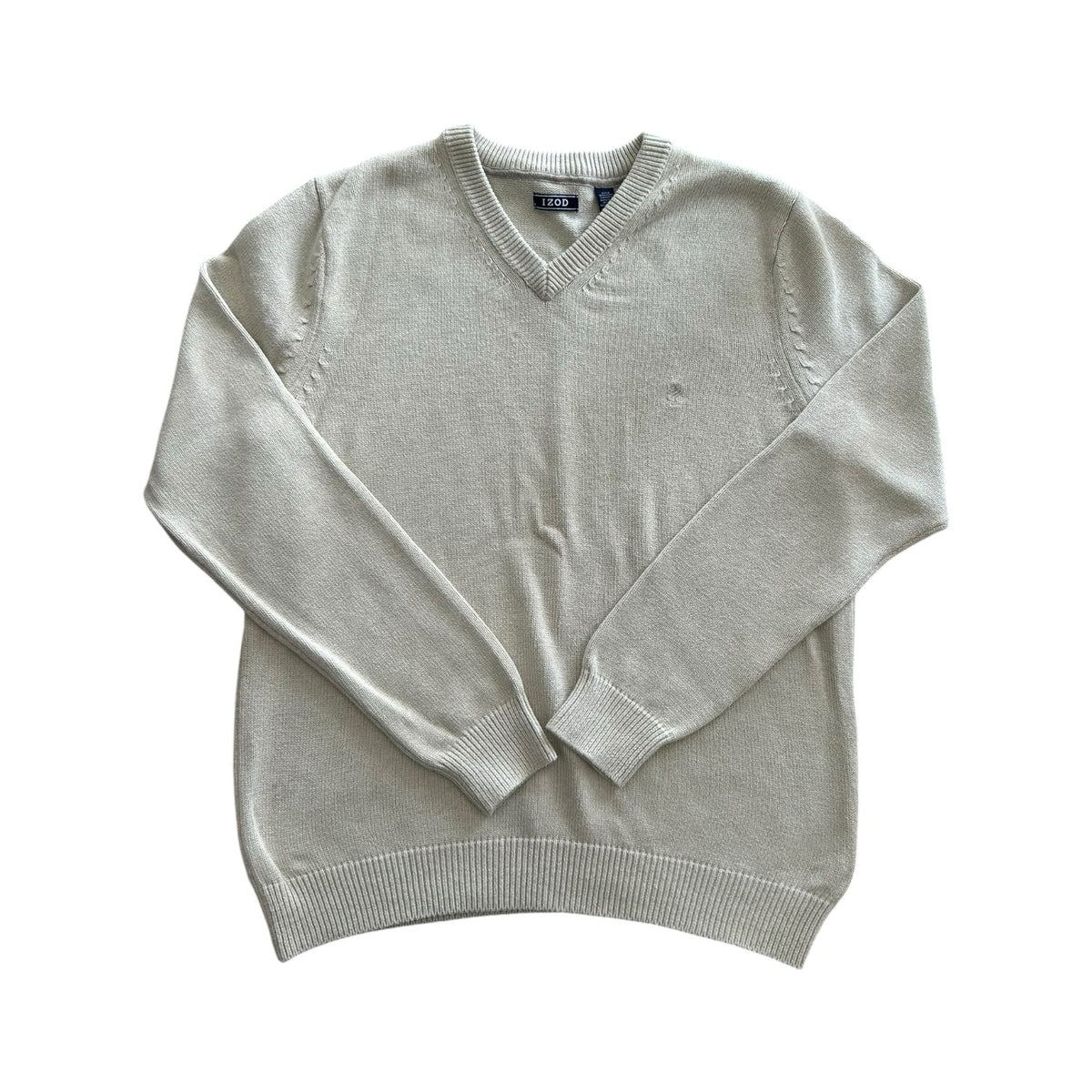 Large Izod Cream V-Neck Knitted Jumper