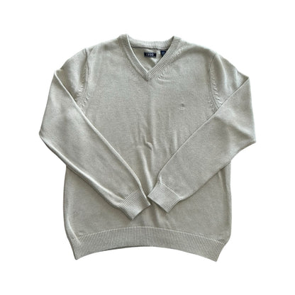 Large Izod Cream V-Neck Knitted Jumper