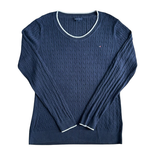 Woman's Large Tommy Hilfiger Navy Thin Cable Knit Jumper