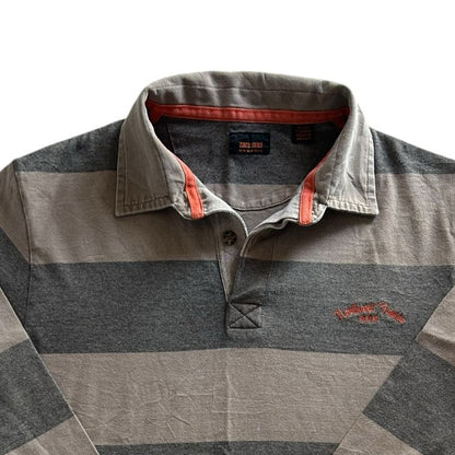 Medium Zara Man Grey and Beige Rugby Shirt