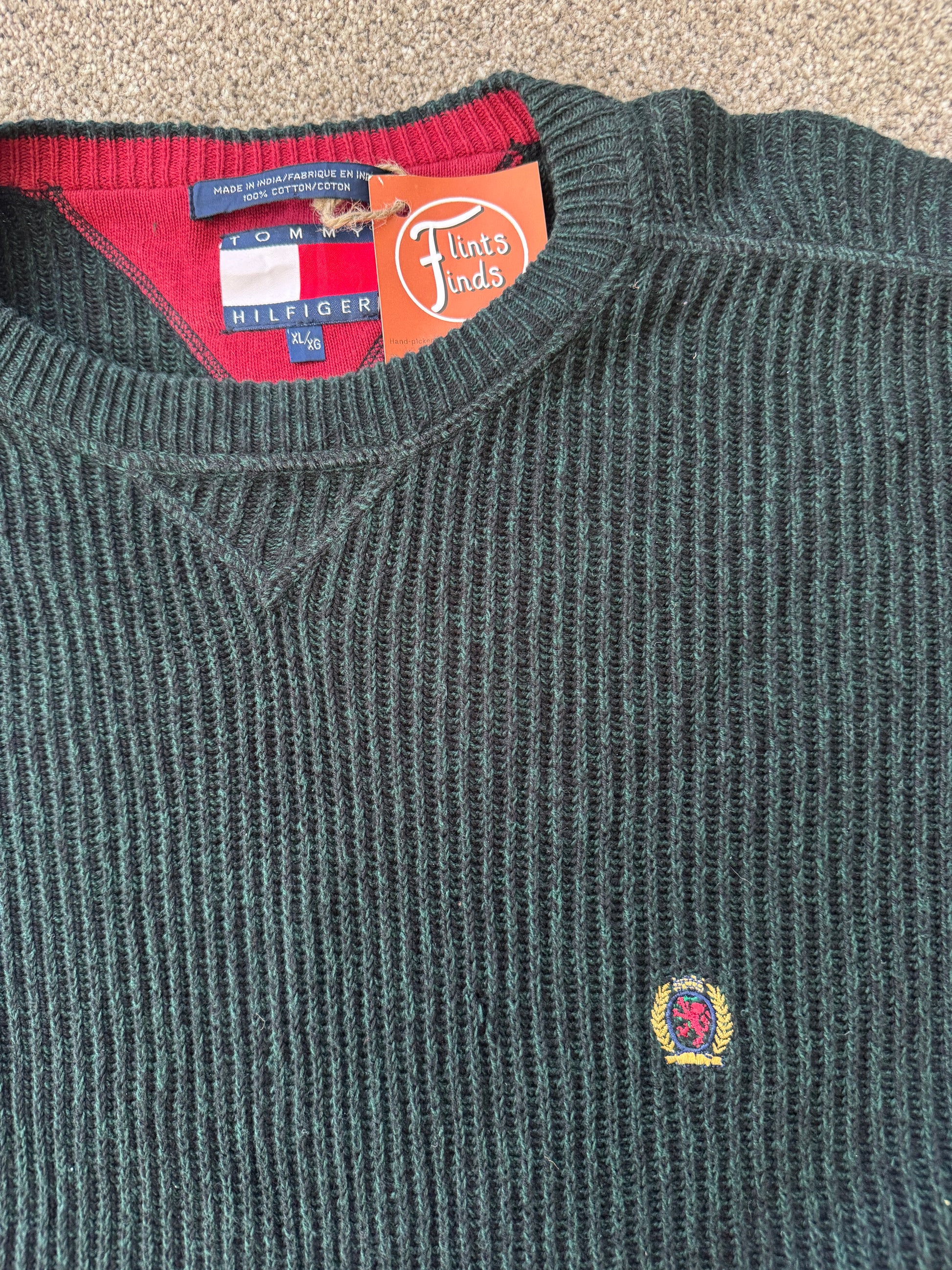 Extra large Tommy Hilfiger Green Ribbed Heavy Knitted Jumper