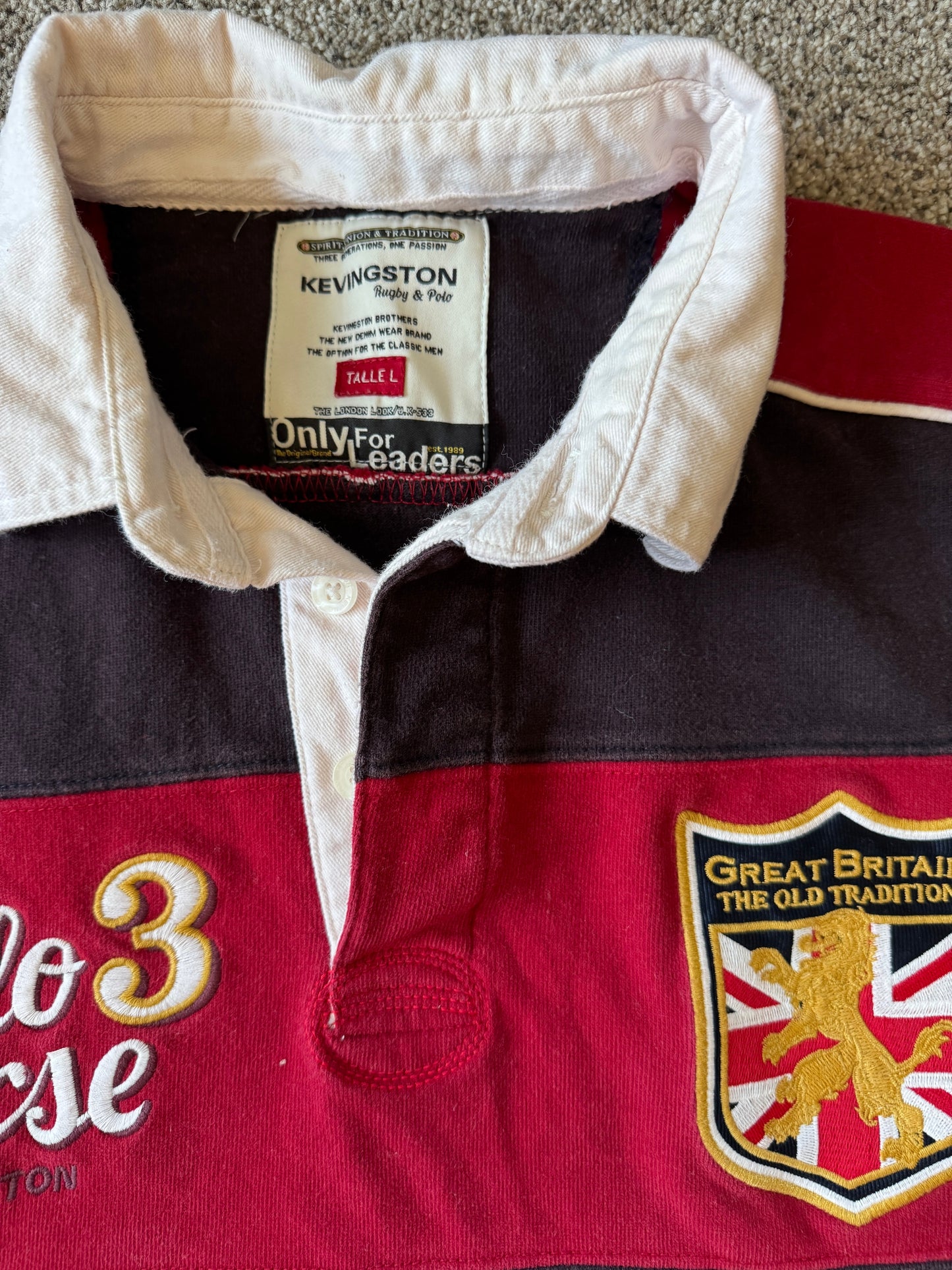 Large Kevingston Navy Lancashire GB Rugby Shirt