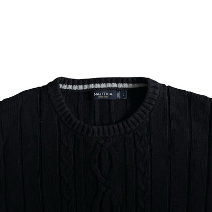 Large Nautica Black Cable Knit Jumper