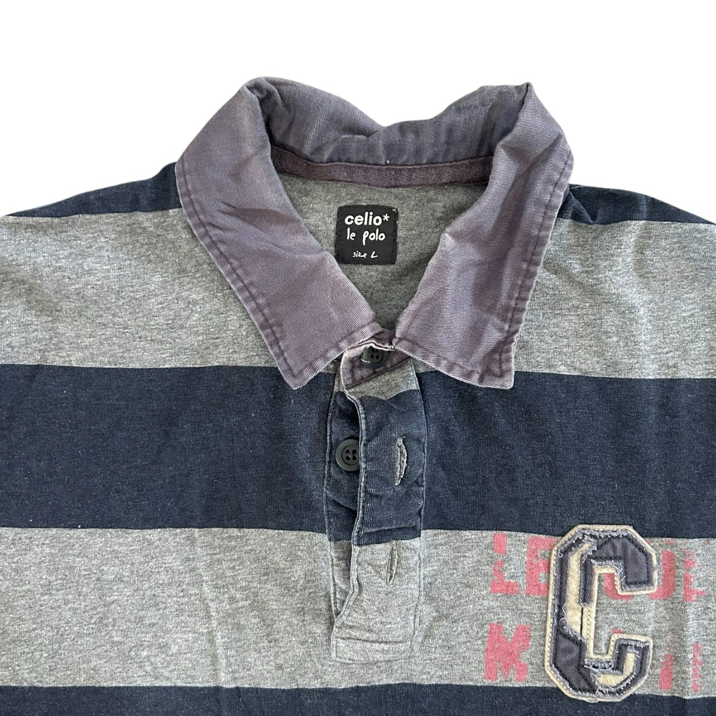 Large Celio Grey and Navy Rugby Shirt