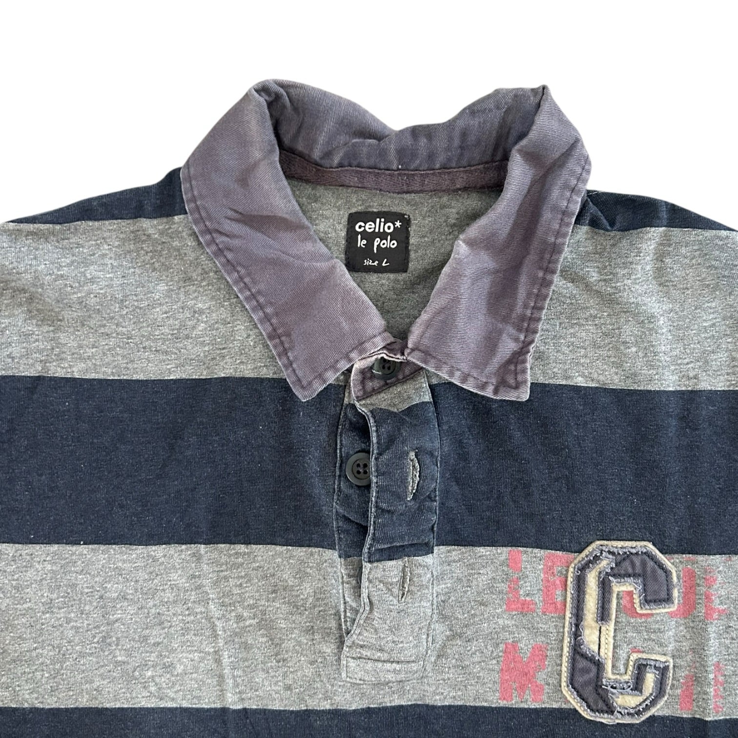 Large Celio Grey and Navy Rugby Shirt