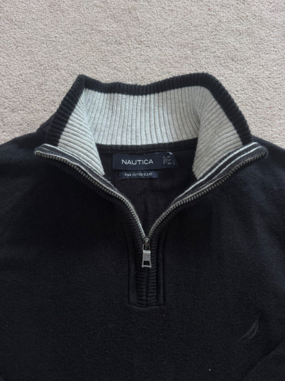 Large Nautica Black Pima Cotton 1/4 Zip Jumper