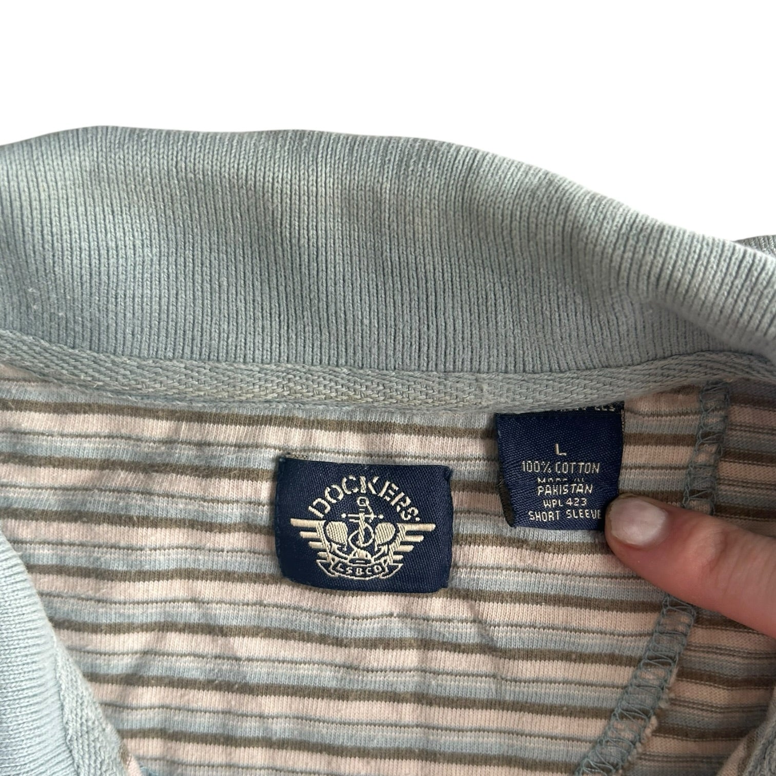 Large Dockers Blue, Green and Beige Polo Shirt